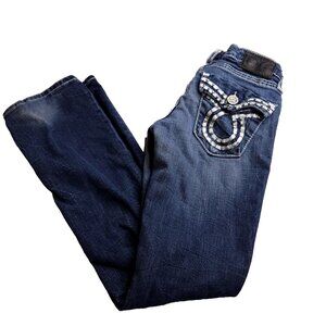 Big Star Womens Liv Slim Boot Jeans 26R Stone Wash Low Rise Distressed Stretch